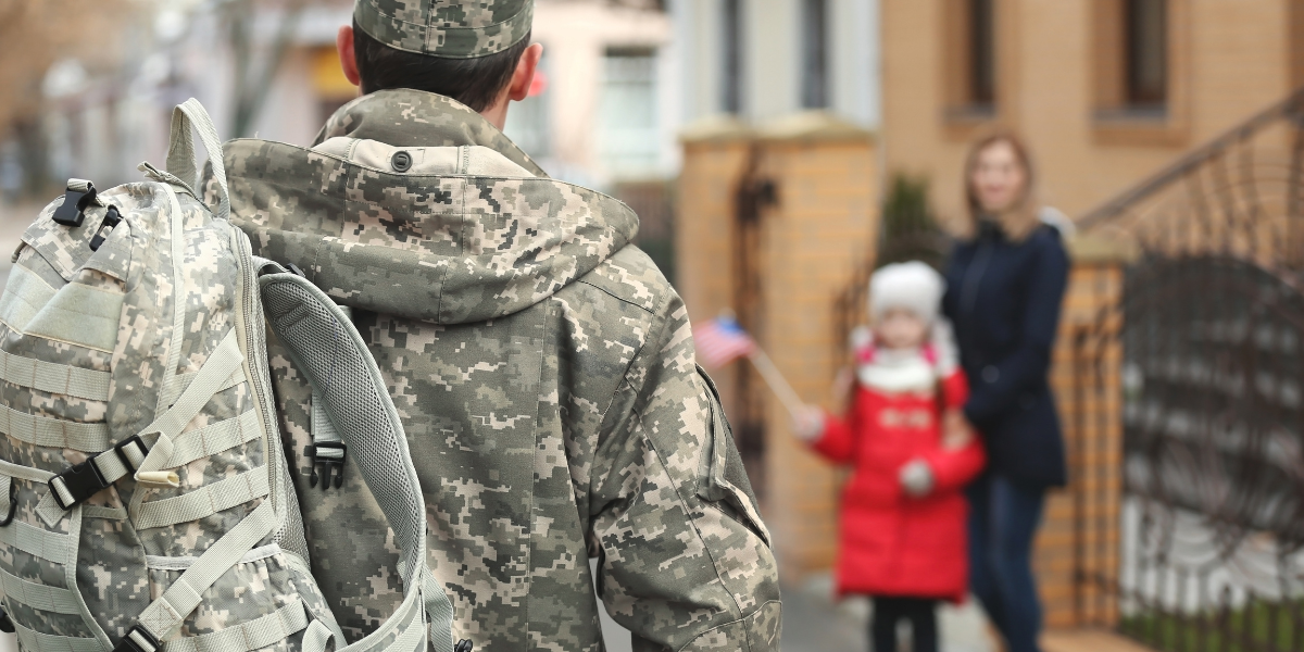 A dad in the army reuniting with his family